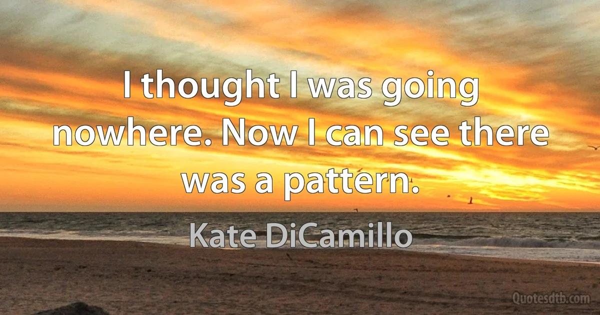 I thought I was going nowhere. Now I can see there was a pattern. (Kate DiCamillo)