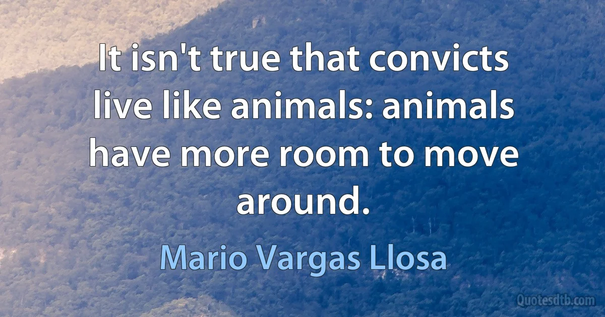 It isn't true that convicts live like animals: animals have more room to move around. (Mario Vargas Llosa)