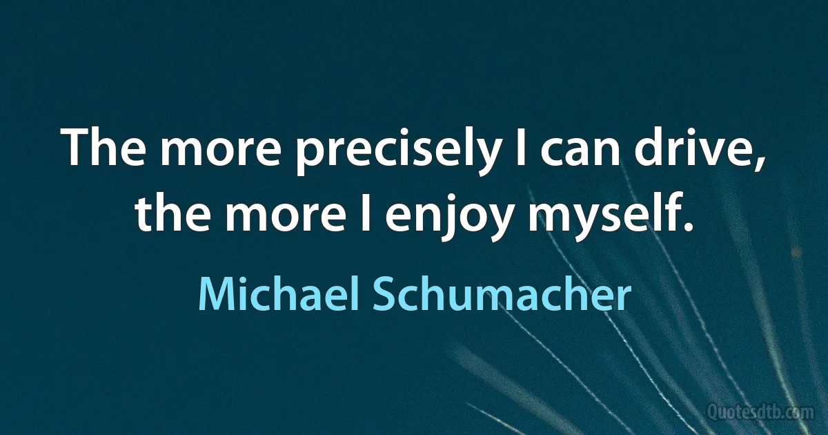 The more precisely I can drive, the more I enjoy myself. (Michael Schumacher)