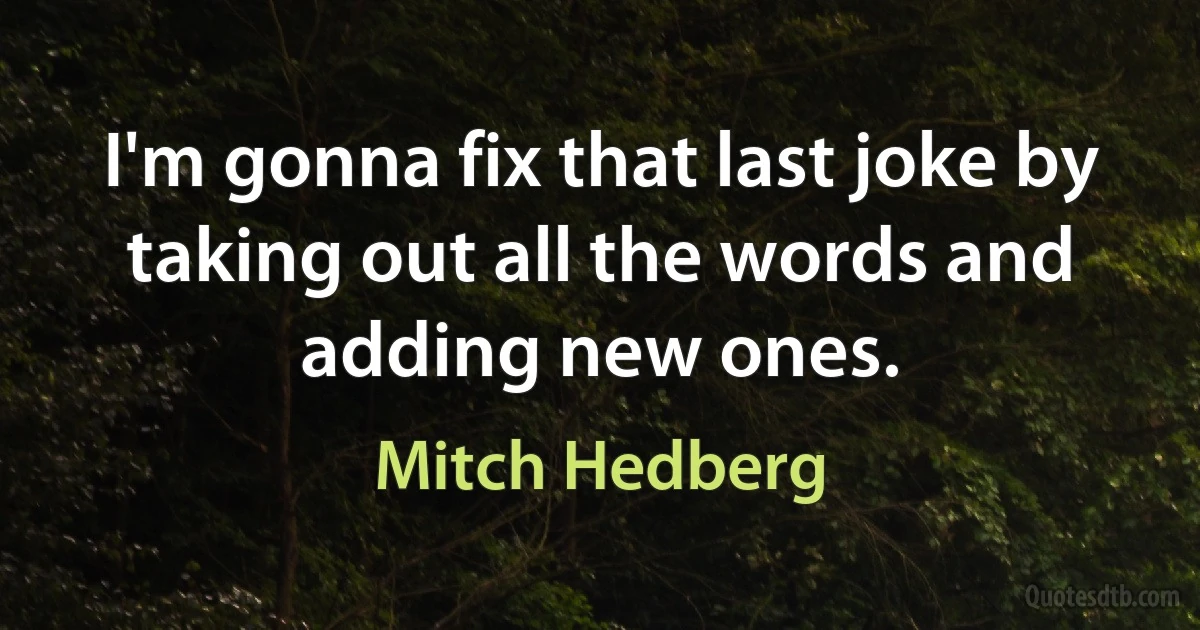 I'm gonna fix that last joke by taking out all the words and adding new ones. (Mitch Hedberg)