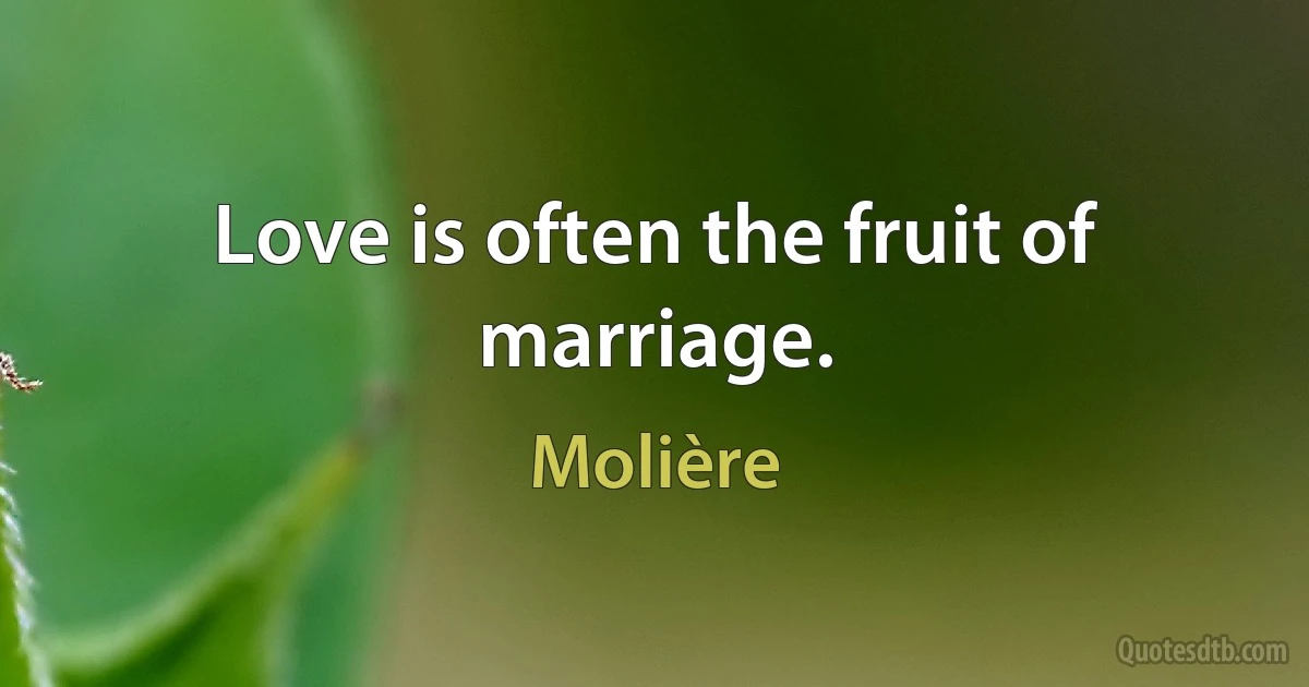 Love is often the fruit of marriage. (Molière)