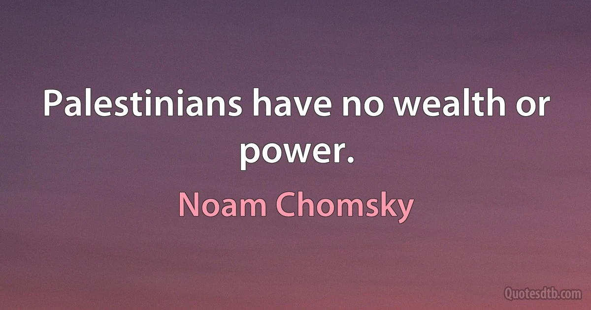 Palestinians have no wealth or power. (Noam Chomsky)