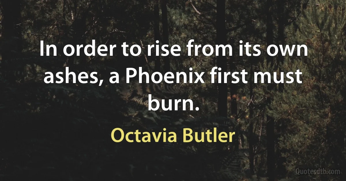 In order to rise from its own ashes, a Phoenix first must burn. (Octavia Butler)