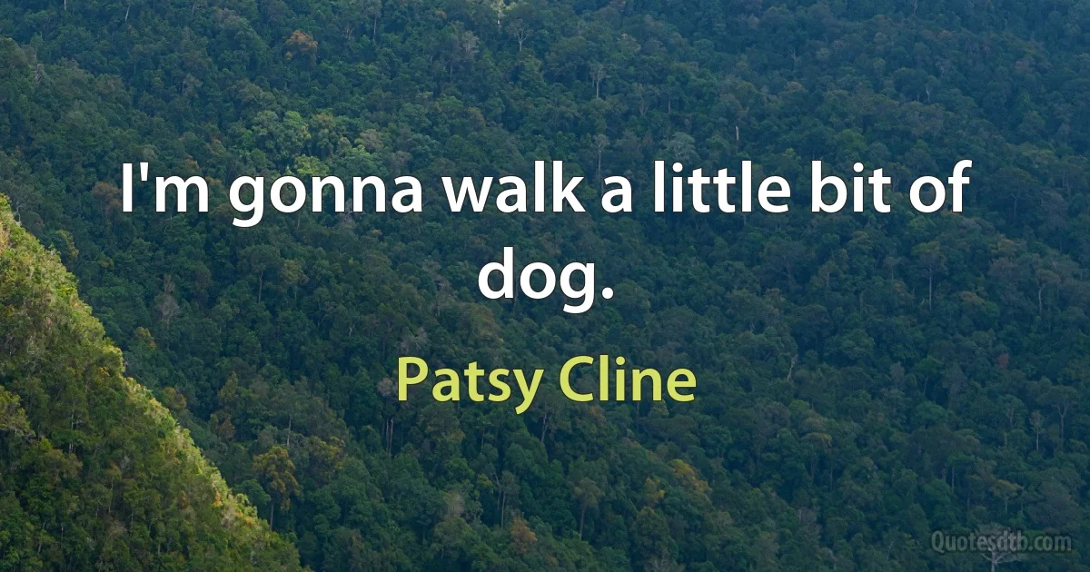 I'm gonna walk a little bit of dog. (Patsy Cline)