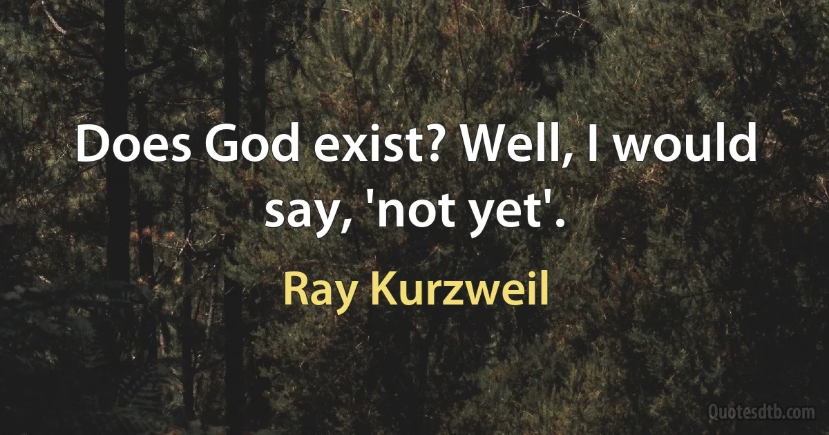 Does God exist? Well, I would say, 'not yet'. (Ray Kurzweil)