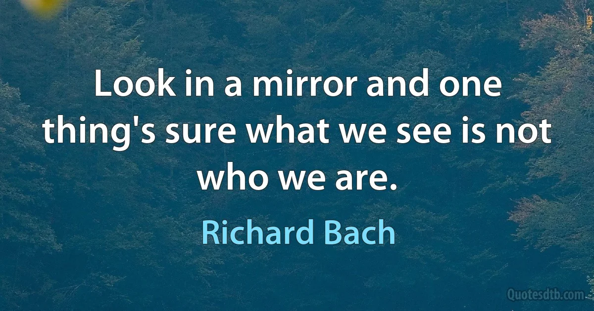 Look in a mirror and one thing's sure what we see is not who we are. (Richard Bach)