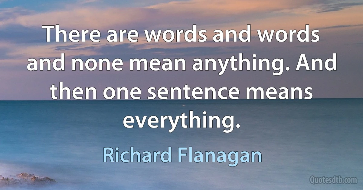 There are words and words and none mean anything. And then one sentence means everything. (Richard Flanagan)