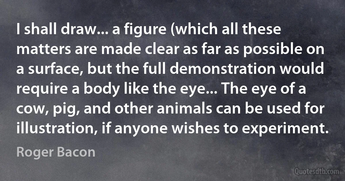 I shall draw... a figure (which all these matters are made clear as far as possible on a surface, but the full demonstration would require a body like the eye... The eye of a cow, pig, and other animals can be used for illustration, if anyone wishes to experiment. (Roger Bacon)