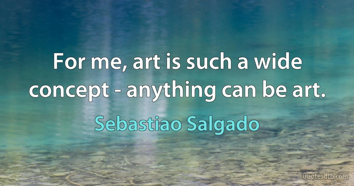 For me, art is such a wide concept - anything can be art. (Sebastiao Salgado)