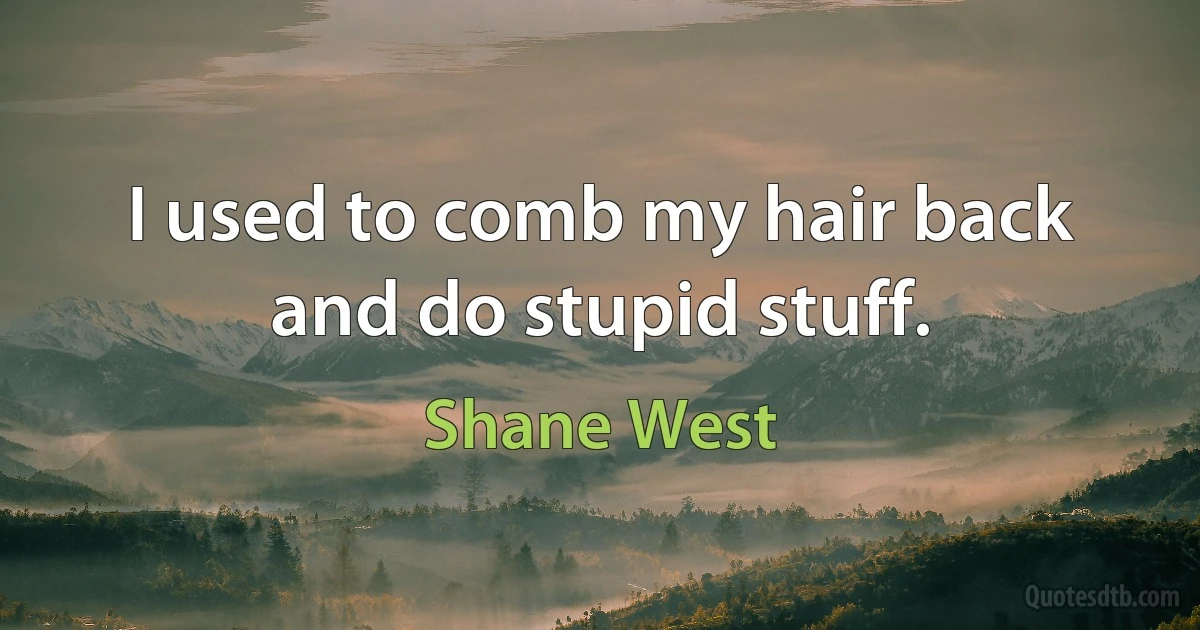 I used to comb my hair back and do stupid stuff. (Shane West)