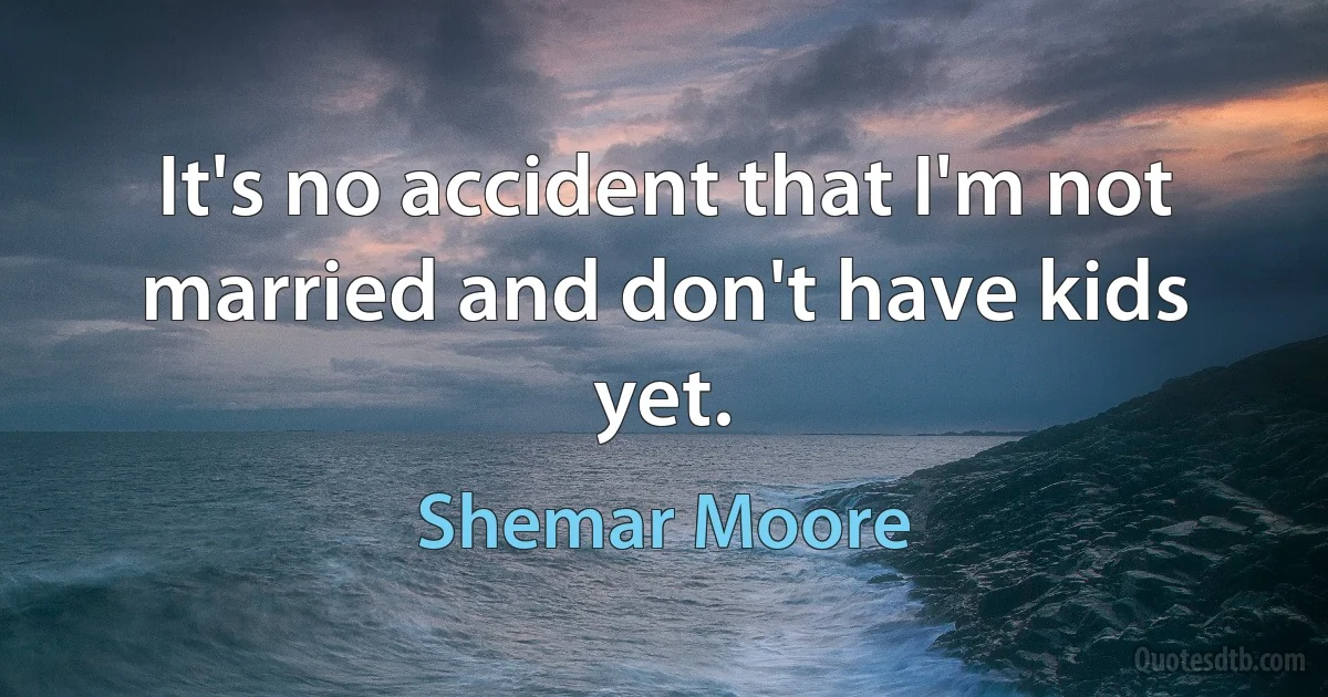 It's no accident that I'm not married and don't have kids yet. (Shemar Moore)