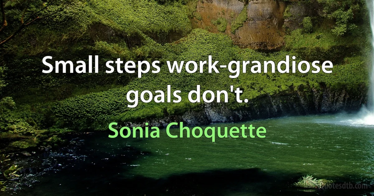 Small steps work-grandiose goals don't. (Sonia Choquette)