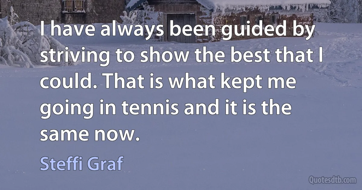 I have always been guided by striving to show the best that I could. That is what kept me going in tennis and it is the same now. (Steffi Graf)