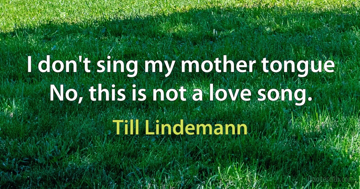 I don't sing my mother tongue
No, this is not a love song. (Till Lindemann)