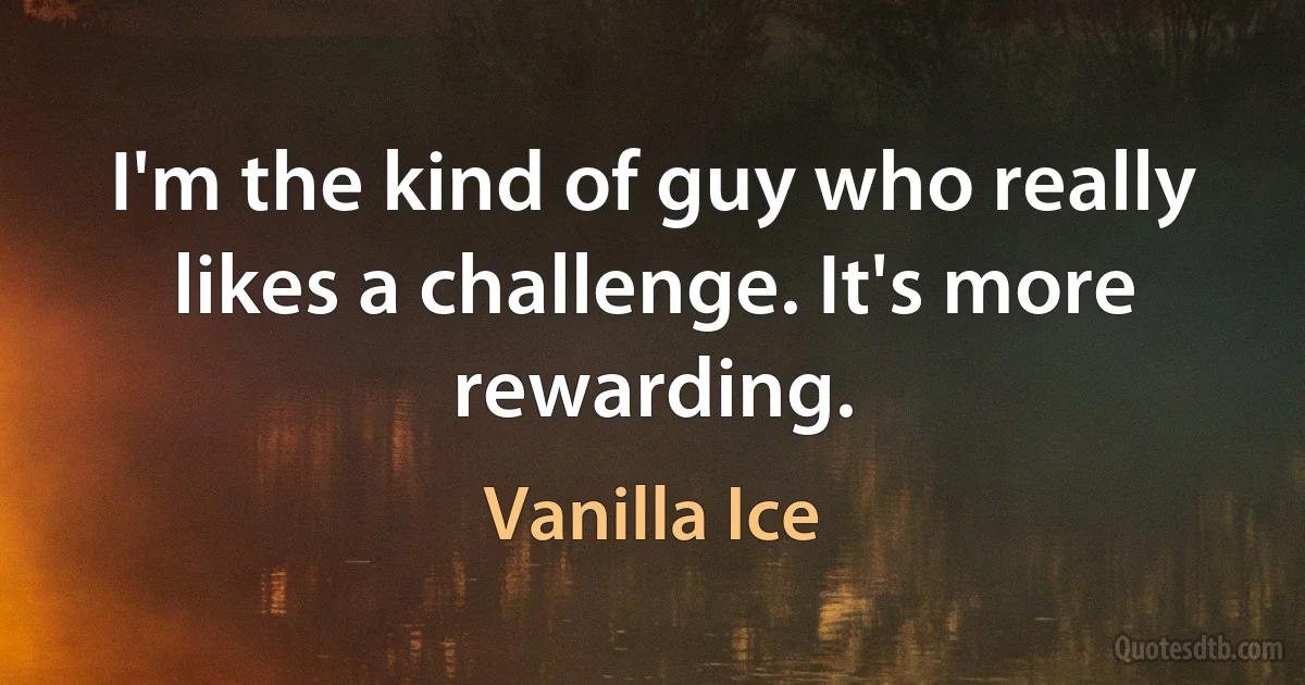 I'm the kind of guy who really likes a challenge. It's more rewarding. (Vanilla Ice)