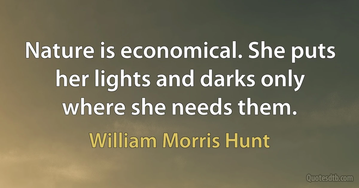 Nature is economical. She puts her lights and darks only where she needs them. (William Morris Hunt)