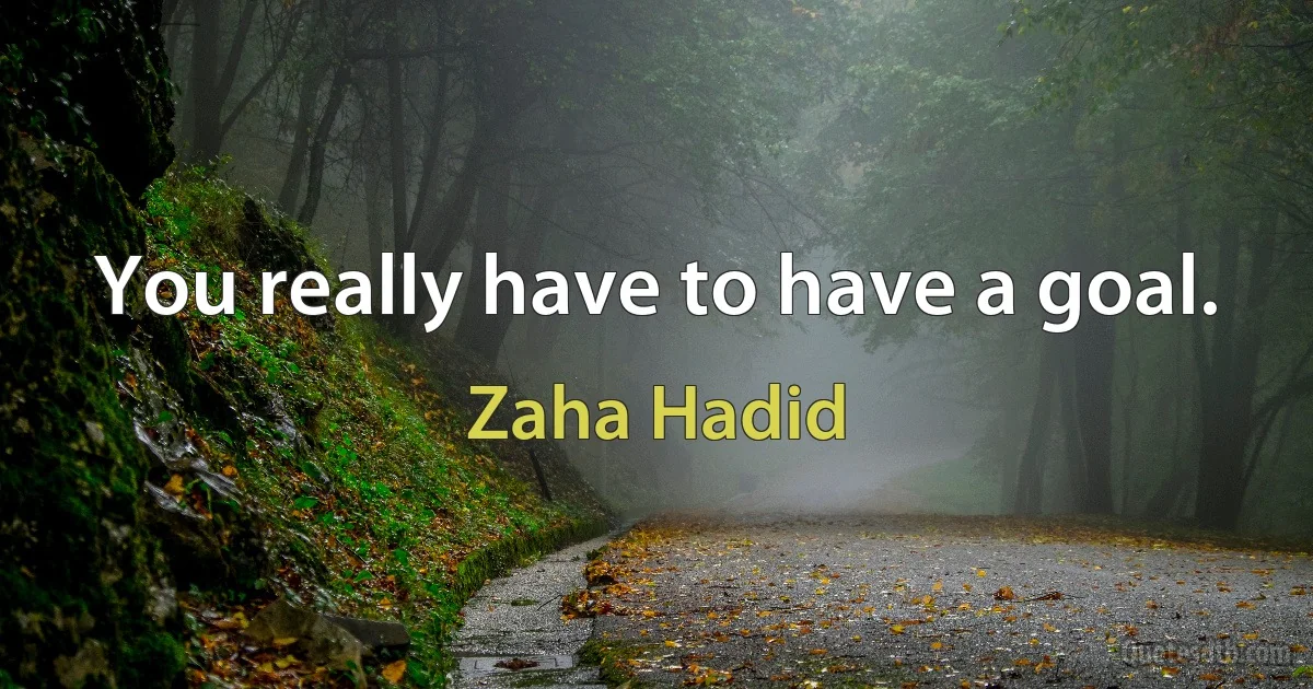 You really have to have a goal. (Zaha Hadid)