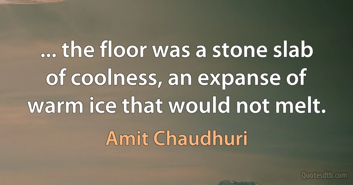 ... the floor was a stone slab of coolness, an expanse of warm ice that would not melt. (Amit Chaudhuri)