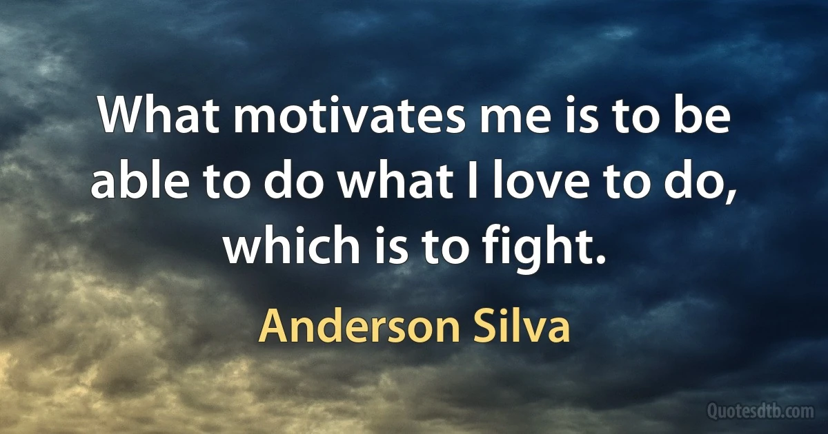 What motivates me is to be able to do what I love to do, which is to fight. (Anderson Silva)