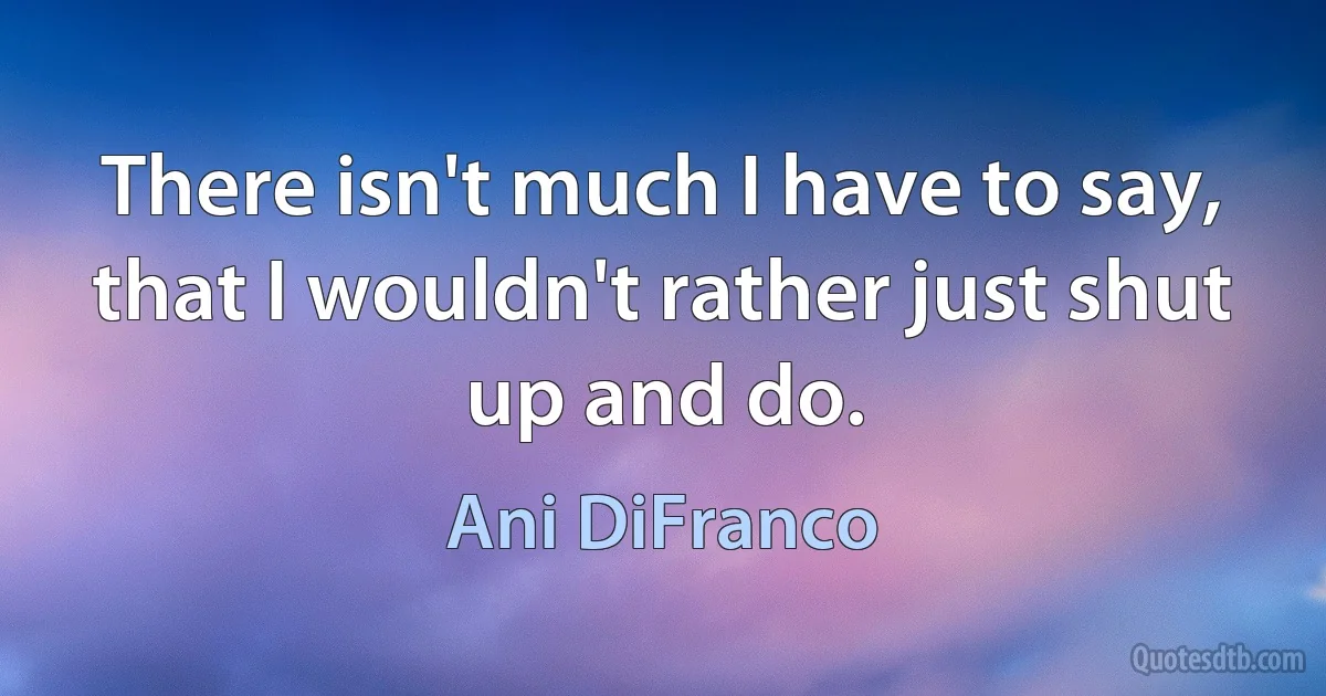 There isn't much I have to say, that I wouldn't rather just shut up and do. (Ani DiFranco)