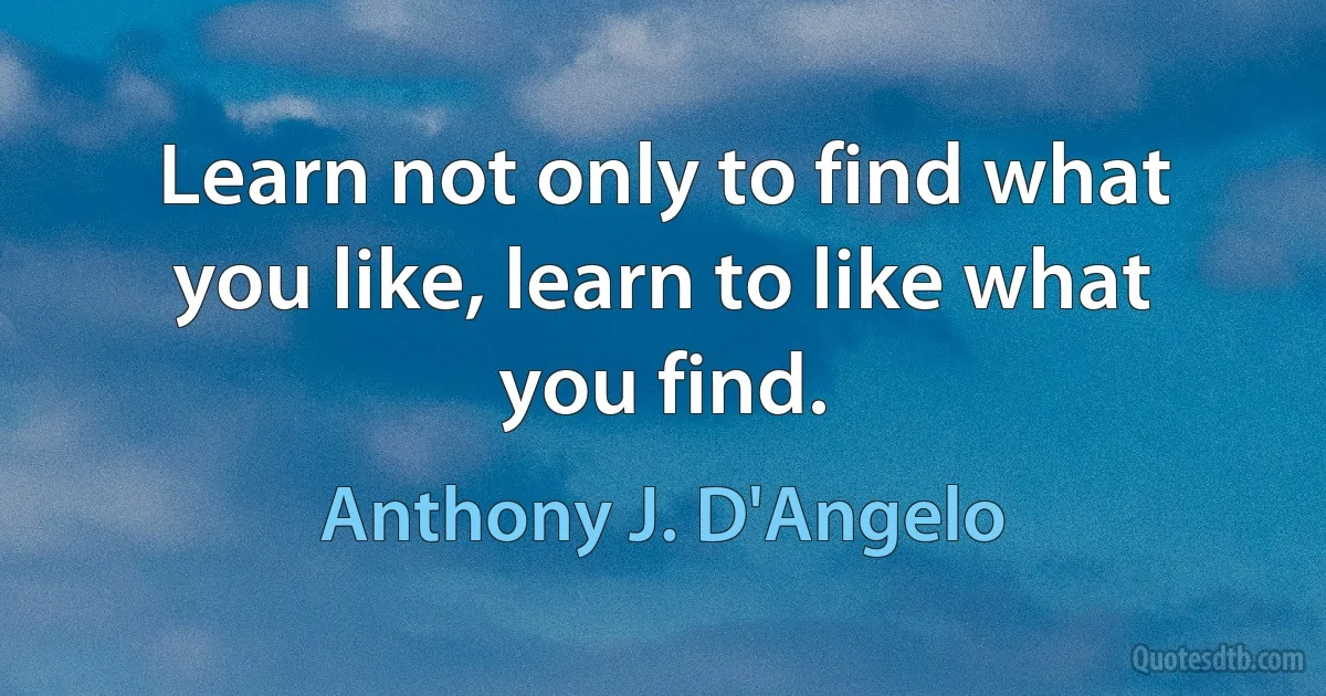 Learn not only to find what you like, learn to like what you find. (Anthony J. D'Angelo)