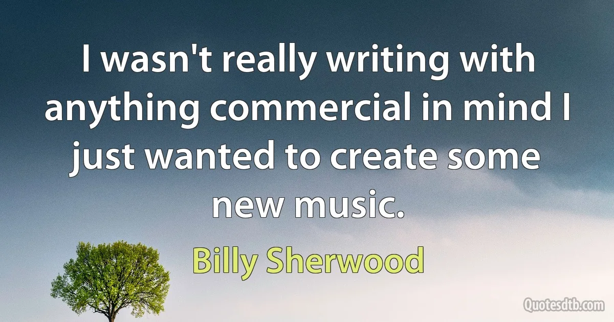 I wasn't really writing with anything commercial in mind I just wanted to create some new music. (Billy Sherwood)