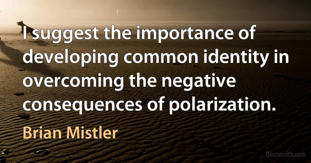 I suggest the importance of developing common identity in overcoming the negative consequences of polarization. (Brian Mistler)