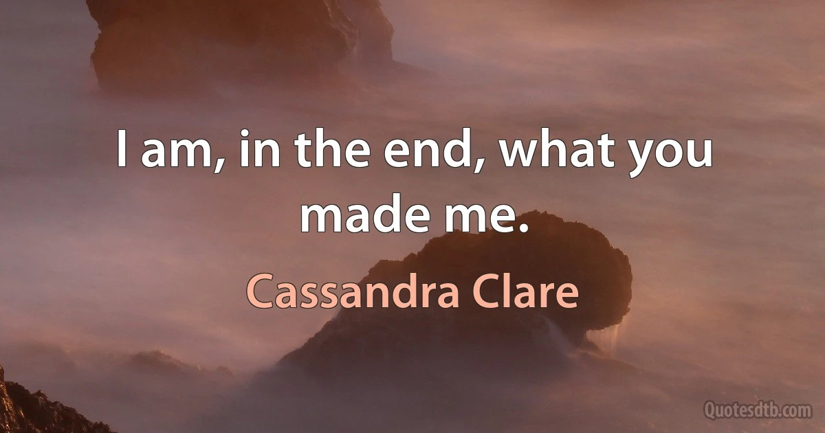 I am, in the end, what you made me. (Cassandra Clare)