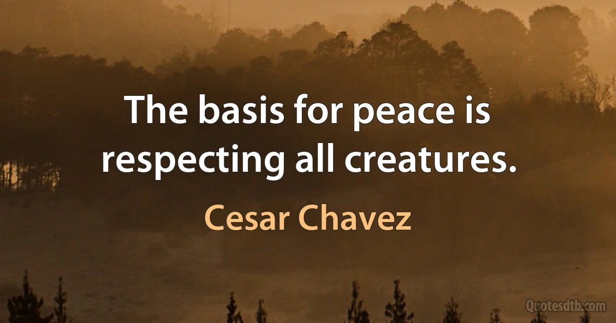 The basis for peace is respecting all creatures. (Cesar Chavez)