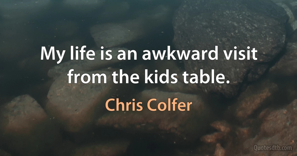 My life is an awkward visit from the kids table. (Chris Colfer)