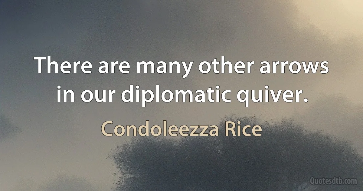 There are many other arrows in our diplomatic quiver. (Condoleezza Rice)