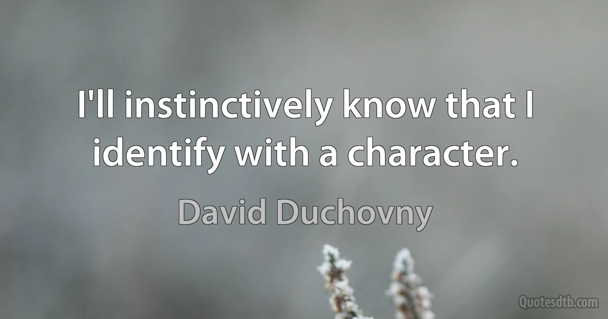 I'll instinctively know that I identify with a character. (David Duchovny)