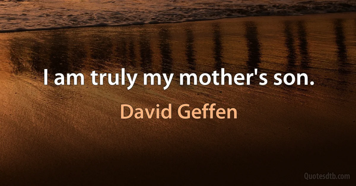 I am truly my mother's son. (David Geffen)