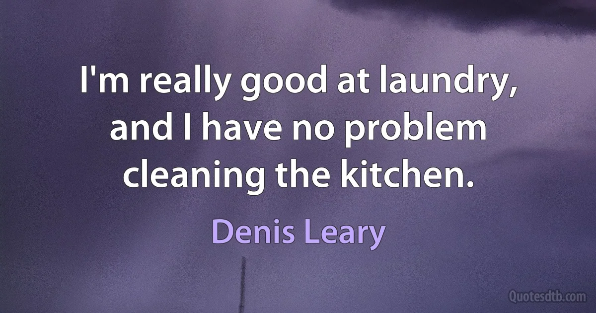 I'm really good at laundry, and I have no problem cleaning the kitchen. (Denis Leary)