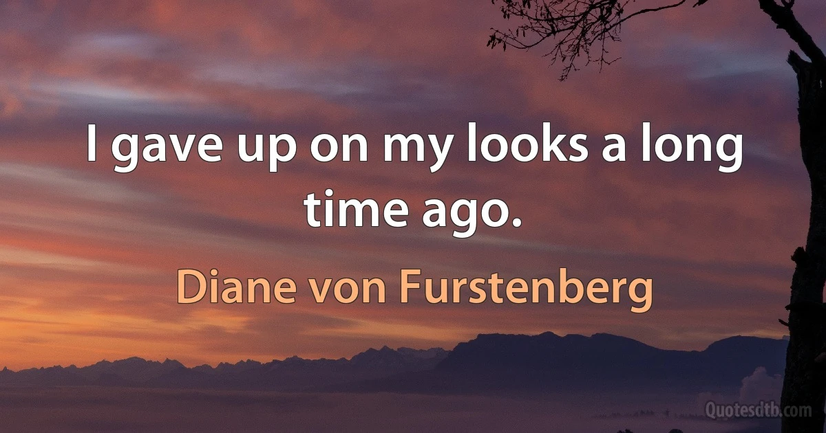 I gave up on my looks a long time ago. (Diane von Furstenberg)