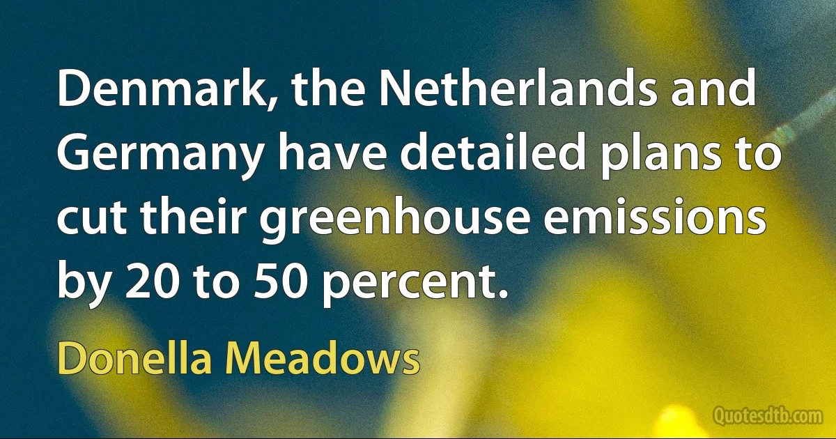 Denmark, the Netherlands and Germany have detailed plans to cut their greenhouse emissions by 20 to 50 percent. (Donella Meadows)