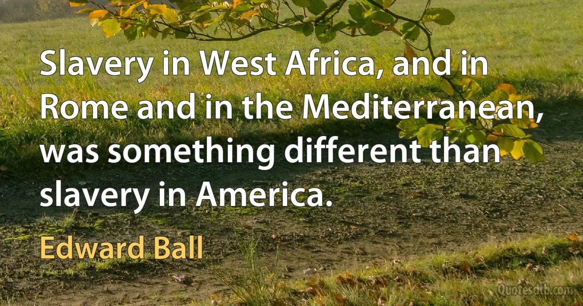 Slavery in West Africa, and in Rome and in the Mediterranean, was something different than slavery in America. (Edward Ball)