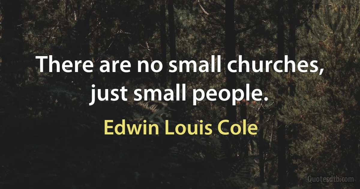 There are no small churches, just small people. (Edwin Louis Cole)