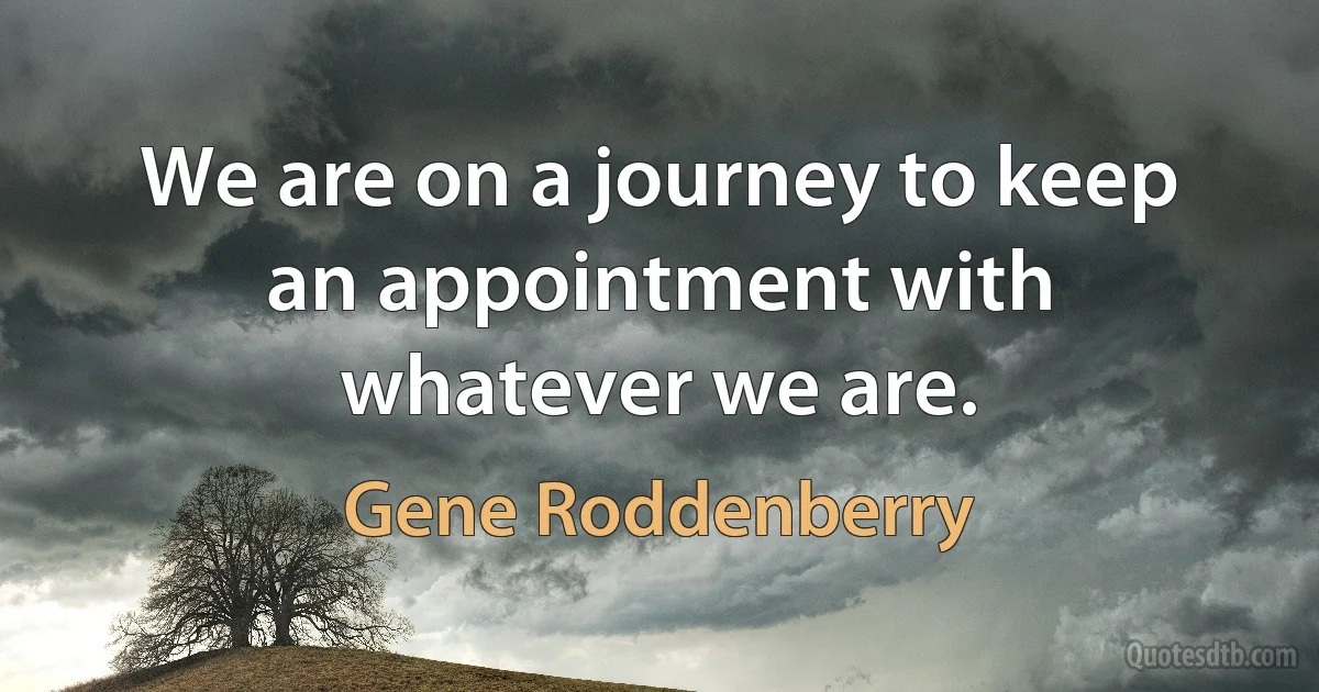 We are on a journey to keep an appointment with whatever we are. (Gene Roddenberry)