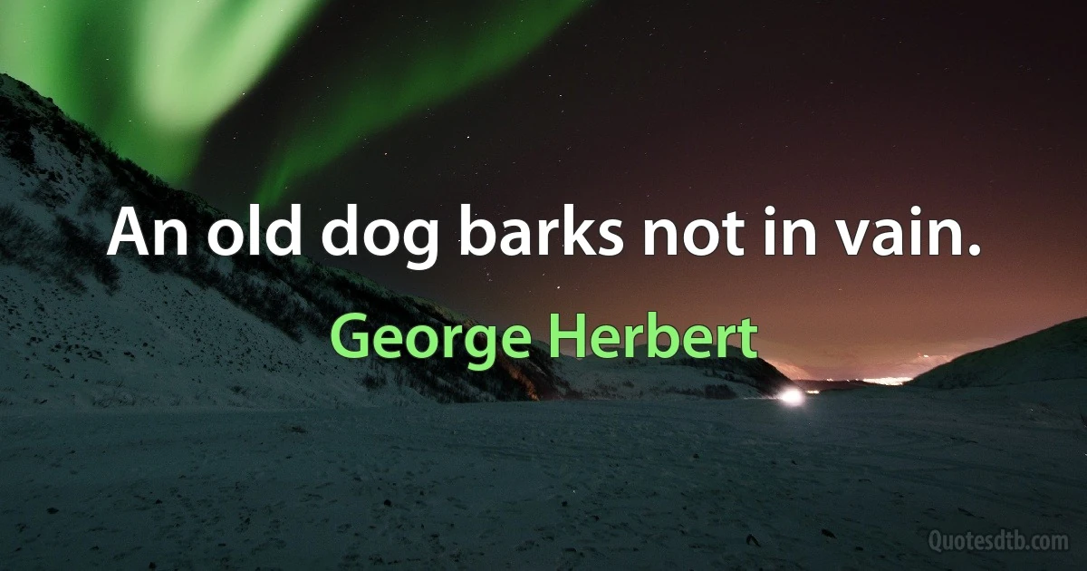 An old dog barks not in vain. (George Herbert)