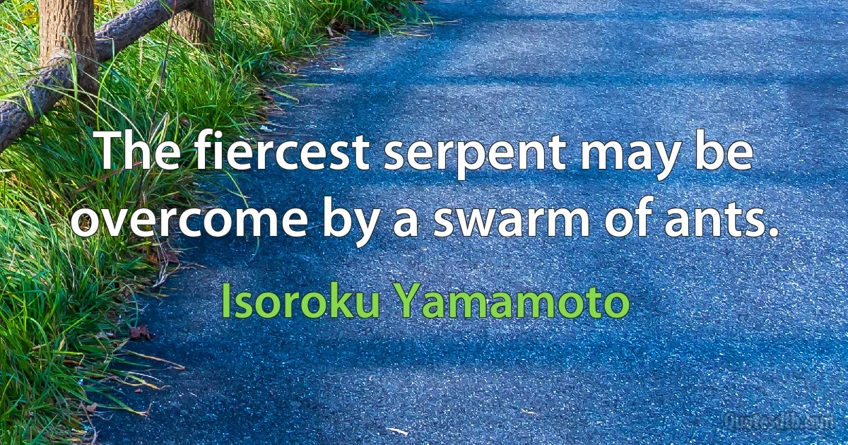 The fiercest serpent may be overcome by a swarm of ants. (Isoroku Yamamoto)