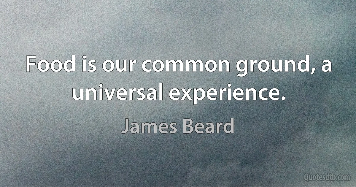 Food is our common ground, a universal experience. (James Beard)