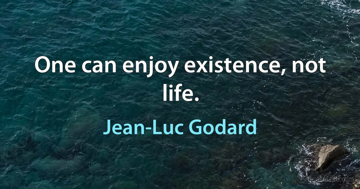 One can enjoy existence, not life. (Jean-Luc Godard)