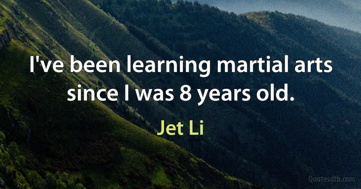 I've been learning martial arts since I was 8 years old. (Jet Li)