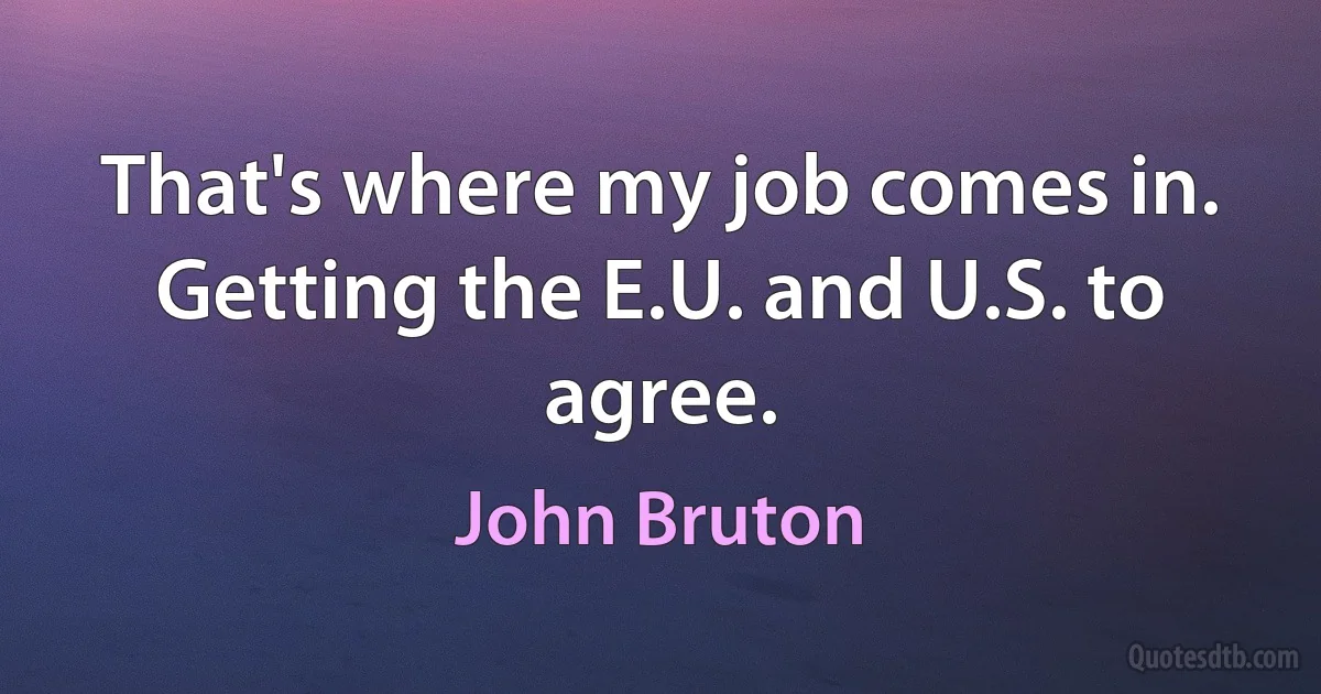 That's where my job comes in. Getting the E.U. and U.S. to agree. (John Bruton)