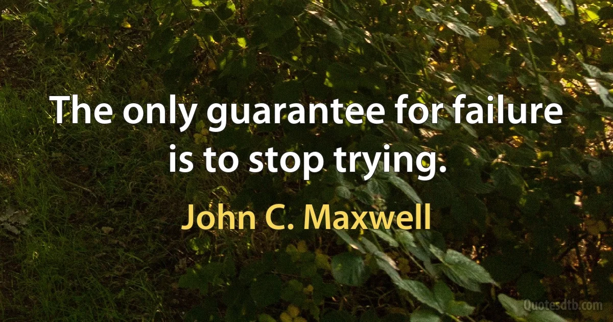 The only guarantee for failure is to stop trying. (John C. Maxwell)