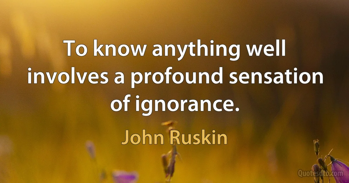 To know anything well involves a profound sensation of ignorance. (John Ruskin)