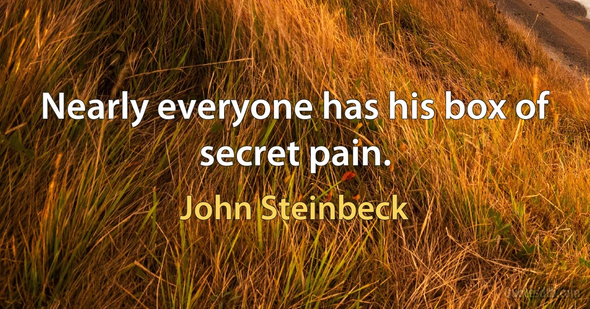 Nearly everyone has his box of secret pain. (John Steinbeck)