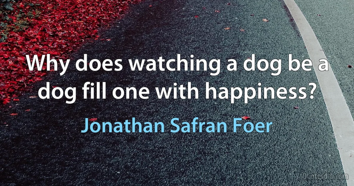 Why does watching a dog be a dog fill one with happiness? (Jonathan Safran Foer)