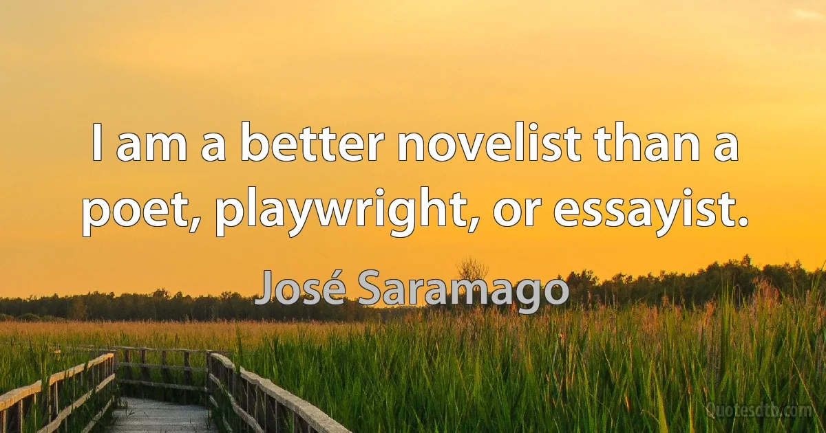 I am a better novelist than a poet, playwright, or essayist. (José Saramago)